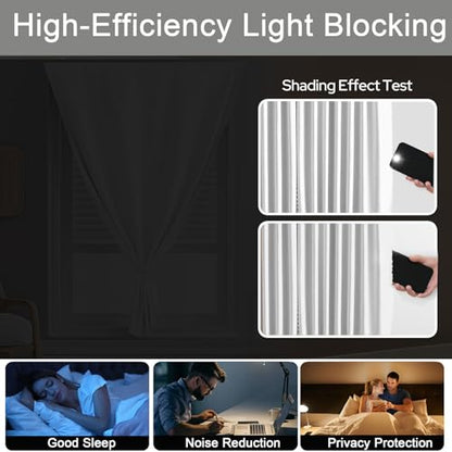 Self Adhesive Curtains - No Drilling, No Rod, Easy to Install Blackout Curtains for Window Blinds,Bedroom(White 35 * 59in-1P) - color: White, size: 35"W x 59"L (Pack of 1)