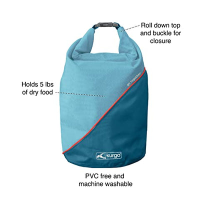 Kurgo Kibble Carrier - Portable Kibble Carrier - Compact Travel Storage - Dog Food Dry Bag - Camping Dog Storage - 5 lb Capacity - Navy - color: Navy