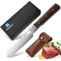 ZhengSheng Folding Chef Knife with Leather Pouch 4.8" Sharp 440A Stainless Steel Blade Wooden Handle Pocket Foldable Japanese Style Kitchen Knife for Outdoor Camping Cooking. - color: #5 Natural wooden Handle - Leather Pouch