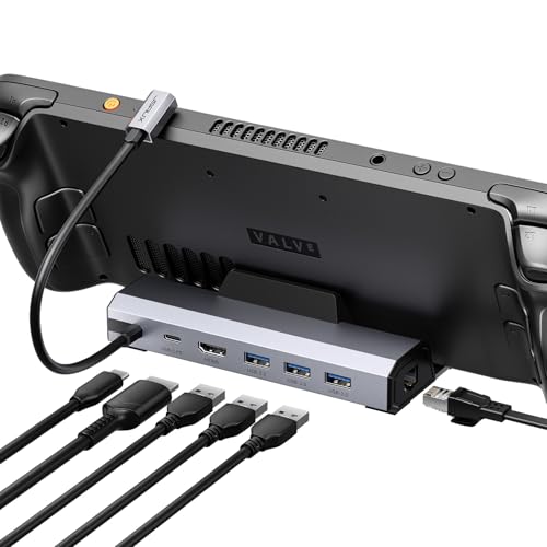 JSAUX Upgraded Docking Station 4K@120Hz for Steam Deck OLED/ROG Ally X/Legion Go (S)/MSi Claw, 6-in-1 Steam Deck Dock with HDMI 2.1, Gigabit Ethernet, 3 USB 3.0, 100W Charge for Steam Deck LCD-HB0603 - color: 6-IN-1