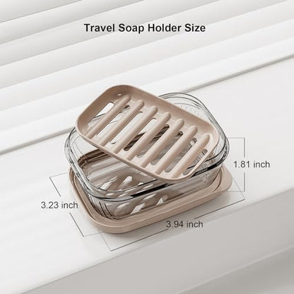 Toothbrush Travel Case & Travel Soap Holder Dish Tray Set of 2, Portable Clear Toothbrush Holders with Cover Leakproof Bar Soap Holder for Traveling School Camping Business Bathroom - color: 2 Pc-b-dark Coffee