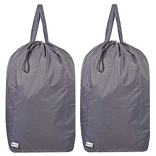 Washable Travel Laundry Bag with Handles and Drawstring (2 Pack), Heavy Duty Large Enough to Hold 3 Loads of Laundry, Fit a Laundry Basket or Clothes Hamper, 27.5x34.5 in,Grey - color: Grey (2 Pack)