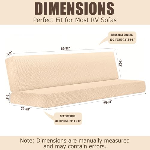 2 Piece RV Couch Covers for Sofa Bed, Stretch Elastic Camper Slipcover for RV Jackknife Sofa Bed, Washable Anti-Slip Furniture Protector, Pet Friendly & Wrinkle Free(Beige) - color: Beige