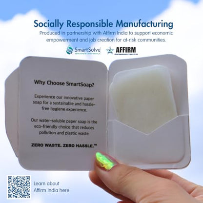 Lavender Scented Soap Sheets (Pack of 5, 50 sheets) - Eco-Friendly, Water-Soluble, Biodegradable, TSA-Friendly Travel Pocket Hand Wash | Cruelty-Free, Alcohol-Free, Gentle on Skin,
