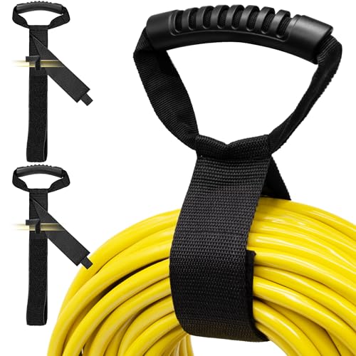 POWGRN Easy-Carry Storage Straps - 20” (2-Pack) – Heavy-Duty Hook and Loop Cord Hanger and Organizer with Handle for Pool Hoses, Garden Hoses, Cords, Cables and More - size: 20" (2 Pack)