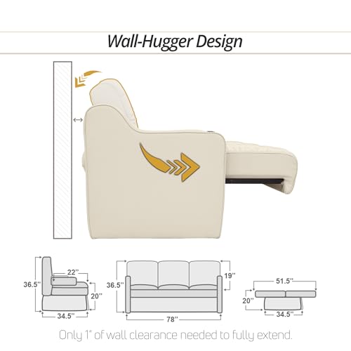De Leon Console DX RV Sofa Bed, 78" Wide, Ultimate Leather, Bisque - color: Bisque, size: 78"