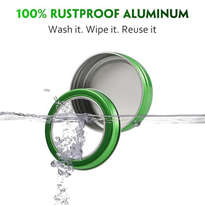 2 oz (60ml) Green Aluminum Tins with Clear Lids and Labels, 24 Pack | Clear View Lid, Secure Packaging, Tight Screw Lids, Includes Blank Labels, 11 Color Options - color: Green