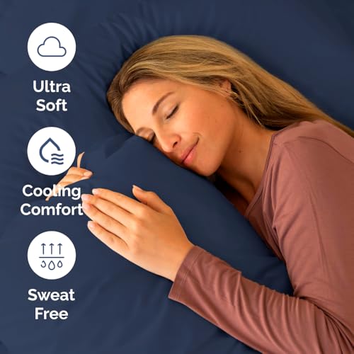 Cot Sheet Set 30” x 75” – 4 Piece Cot Size Narrow Twin Mattress Sheets – Ideal for Camper Bunk, RVs, Bunks, Day Care & Camping - Fits 6” to 10” Mattress, Ultra-Soft, Breathable & Cooling - Navy Blue - color: 24 - Navy Blue, size: Cot Sheets (30x75)