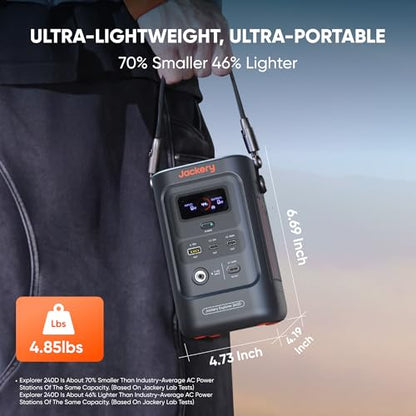 Jackery Explorer 240D Power Bank, 80,000mAh LiFePO4 Battery Portable Power Station, 200W DC Output,1-Hour Fast Charging, Compact for Outdoor Camping, Travel, Emergencies - style: E240D