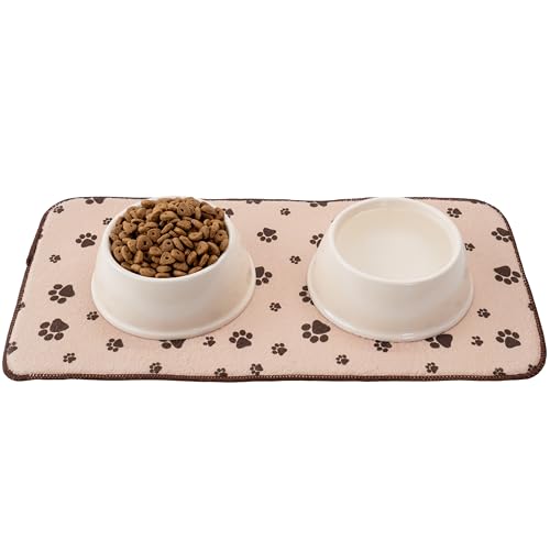 Kitchen Basics Microfiber Pet Bowl Feeding Mat, Anti-Skid and Absorbent, 10 Inch x 20 Inch