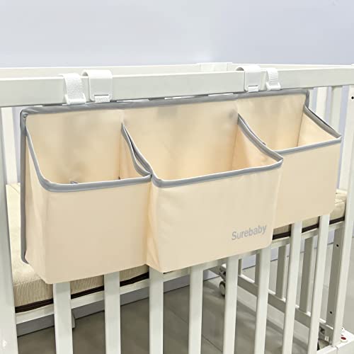 Hanging Baby Diaper Caddy, 3-in-1 Diaper Caddy Organizer Holder For Baby Crib, Nursery Organization Diaper Stacker Storage For Crib, Changing Table, Car, Wall-Beige - color: Beige, size: Standard-regular