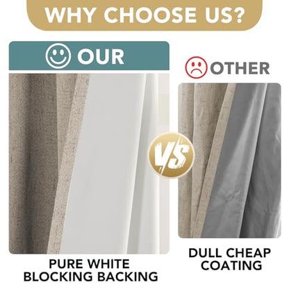 H.VERSAILTEX Linen Look 100% Blackout Curtains for Bedroom Full Light Blocking Rod Pocket Linen Textured Thick Window Curtain Drapes with White Backing 2 Panels, 42" W x 45" L, Cobblestone - color: Cobblestone, size: 42"W x 45"L (Pack of 2)