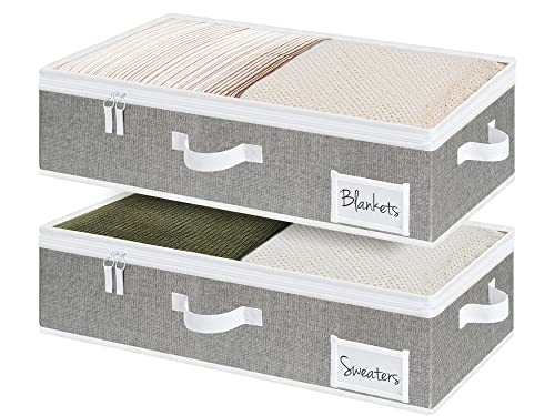 StorageWorks Under Bed Storage Containers with Handles and Label Holder, 2 Pack Ultra-thick Fabric Underbed Bins, Closet Organizer for Clothes, Blankets, Sweater - color: Gray, size: 23.5"L x 12.5"W x 5"H