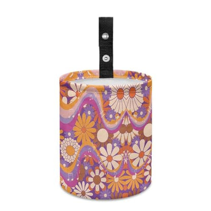 Renewold Waterproof Car Trash Can, Hippie Daisy Swirl Boho Car Garbage Can with Button Straps, Trash Bin for Any Vehicles, Auto Waster Container, Camping Picnic Travel Desktop Storage Bag Organizer - color: Hippie Daisy Swirl Boho
