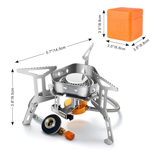 Odoland 3500W/6800W Windproof Camp Stove Camping Gas Stove with Fuel Canister Adapter, Piezo Ignition, Carry Case, Portable Collapsible Stove Burner for Outdoor Backpacking Hiking and Picnic - style: 3500W