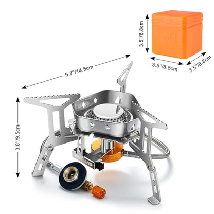 Odoland 3500W/6800W Windproof Camp Stove Camping Gas Stove with Fuel Canister Adapter, Piezo Ignition, Carry Case, Portable Collapsible Stove Burner for Outdoor Backpacking Hiking and Picnic - style: 3500W