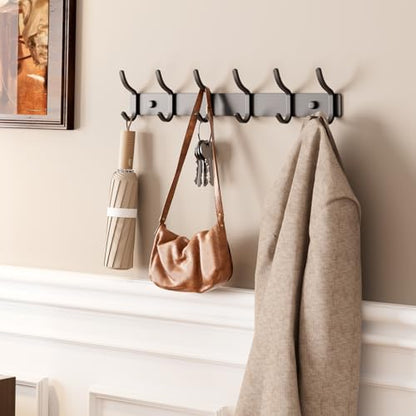 GWAAZXGZ Black Coat Rack Wall Mount - 15 Inch Arc Shaped Design with 6 Hooks for Hanging Coats, Bags, and Towels in Entryway, Livingroom, Bedroom, Bathroom, and Kitchen, 1 Pack - color: Black
