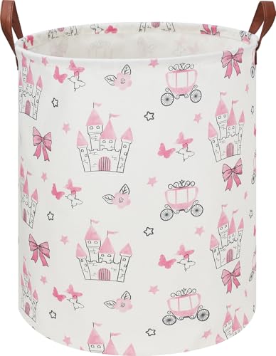 19.7" Laundry Basket,Dirty Clothes Hamper,Waterproof Storage Bin,Room Decor,Gift Baskets(Pink Princess) - color: Pink Princess