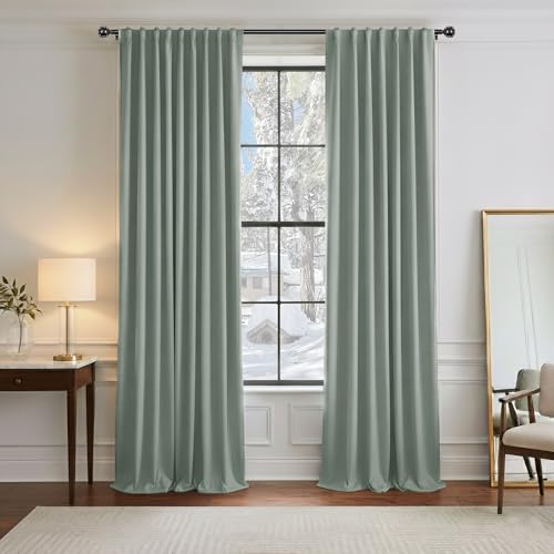 PONY DANCE Sage Green Blackout Curtains 96 inch Long, Room Darkening Curtains for Bedroom, Thermal Insulated Drapes for Living Room Window, Back Tab/Rod Pocket, 52 x 96 Inch,2 Panels Set - color: Sage Green, size: 52"W x 96"L (Pack of 2)