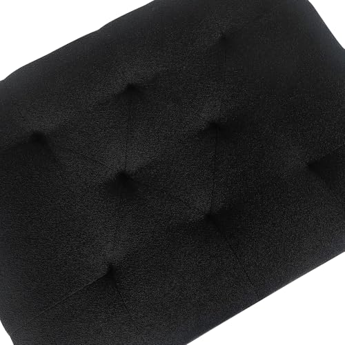 Joveco Storage Ottoman Bench, Rectangle 24″ Linen Foot Rest Stool Square Footstool for Living Room, Bedroom, Black - color: Line Black