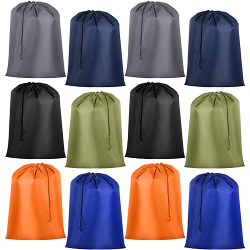 Woanger 12 Pack 28 x 45 Inch Extra Large Laundry Bags Bulk Washable Travel Laundry Bag with Drawstring Closure Large Dirty Clothes Organizer for College Dorm Home Hotel Camping(Colorful) - color: Colorful