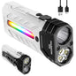 EDC Rechargeable Flashlight 3250 Lumens with RGB Light,55 Modes Multifunctional Flat Flashlight with Floodlight,Spotlight and Magnetic Base,Waterproof USB C Flashlight for Camping,Home,Emergencies - size: White