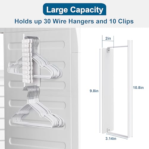 EASTTOWEST Magnetic Hanger Organizer Stacker,Clothes Hanger Storage Rack,Hanger Holder for Closet Laundry Room Washing Machine,White - color: White