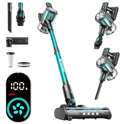 Cordless Vacuum Cleaner, 8-in-1 Cordless Stick Vacuum Cleaner with 3 Suction Modes, Up to 45mins Runtime, Rechargeable, Self-Standing, Vacuum Cleaners for Home Pet Hair Carpet Car Hard Floor, Green - color: Green