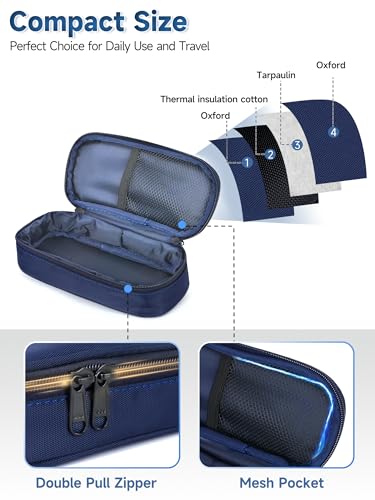 YOUSHARES Insulin Vials Cooler Travel Case - TSA Approved Diabetic Med & peptide Vial Cooling Bag with Protective Ice Brick, Refrigerated Diabetes Supplies Organizer, Small Bottle Carrying Storage - color: 01_Navy Blue