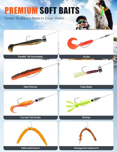 Large 3-Layer Tackle Box with Tackle Included, 417Pcs Fishing Lures Kit with Bonus Small 2-Sided Box & Gloves, Pliers, Crankbait, Hooks, Freshwater Bass Fishing Gear Gift for Men & Kids