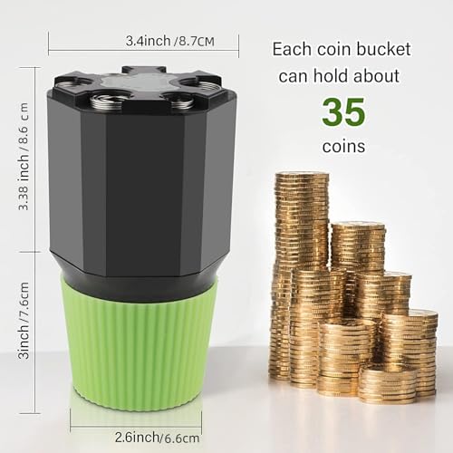 Large Capacity Universal Car Coin Holder Organizer, Fits Most Vehicles & Trucks Cup Holders, Portable Change Dispenser Storage for Quarters, Pennies, Dimes, Nickels, Half Dollar, One Dollar (Six Coin) - size: Six Coin