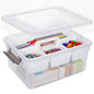 Citylife 17 QT Plastic Storage Bins Clear Storage Box with Removable Tray Stackable Latching Box with Handle for Organizing Tool, Craft, Office, Bead - size: 17 Qt- 1 Pack-H