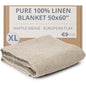 Pure 100% Flax Linen Blanket – 50x60-inch Linen Throw Blanket Waffle Weave – Breathable Cooling Blanket – Versatile Beach Blanket – Pre-Washed Lightweight European Flax - color: Natural Linen, size: Throw Blanket