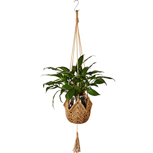 Shappy 1 Pack Boho Macrame Plant Hanger, Large Hanging Planter Plant Holder Pot Hanger Hanging Basket Wall Planters, Plants Lover Gift for Indoor Garden (Classic,Brown) - color: Brown, size: Classic
