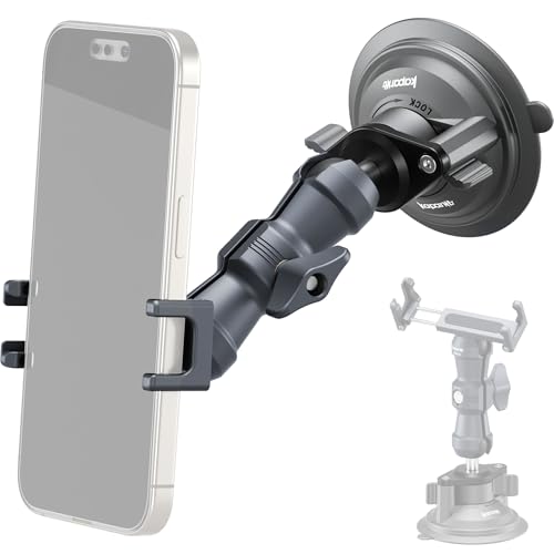 Suction Cup Car Phone Holder, Phone Mount for Windshield/Dashboard with 25mm Ball Head & Aluminum Magic Arm, 360° Rotatable for iPhone/Samsung/Android, Fits Phone Width 2.56-3.74"(KPS-09) - color: KPS-09