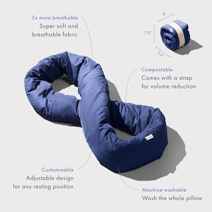 Huzi Infinity Pillow - Home Travel Soft Neck Scarf Support Sleep (Navy) - color: Navy