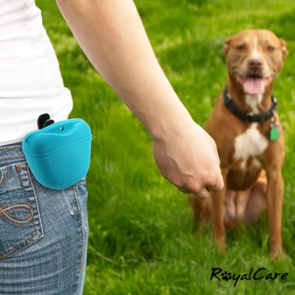 RoyalCare Silicone Dog Treat Pouch-Small Training Bag-Portable Dog Treat Bag for Leash with Magnetic Closure and Waist Clip[US Design Patent] - color: dark grey