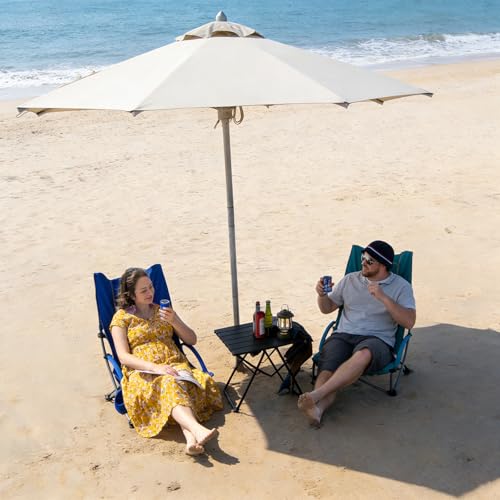 Romswi Compact High Back Beach Chair, Lightweight Low Seat Travel Chair, Beach Chair Fits in Suitcase, 300lbs Heavy Duty Folding Camping Chair with Cup Holder & Pocket, Blue - color: Blue - High Back