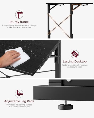 Vantic 31.5" Folding Desk, Foldable TV Tray Table for Eating on Couch, Extra Large TV Dinner Trays, Portable Fold Computer Writing Desk Table for Home Office, Black - color: Black