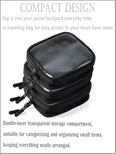 Small Clear Double Layer Pouch, Portable Makeup Bag, Mini Organizer for First Aid, Jewelry, Diaper Essentials, Snacks & Gifts(1)