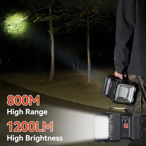 AlpsWolf Rechargeable Flashlight, LED Spotlight Flashlight 10000 Capacity 1200LM 20h Ultra-Long Standby 3+4 Lights Modes Camping Flashlight Waterproof with USB Output as a Power Bank - size: Small