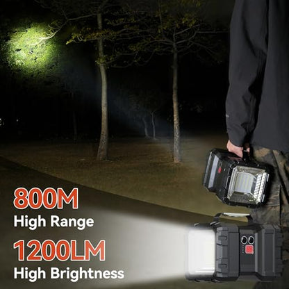 AlpsWolf Rechargeable Flashlight, LED Spotlight Flashlight 10000 Capacity 1200LM 20h Ultra-Long Standby 3+4 Lights Modes Camping Flashlight Waterproof with USB Output as a Power Bank - size: Small