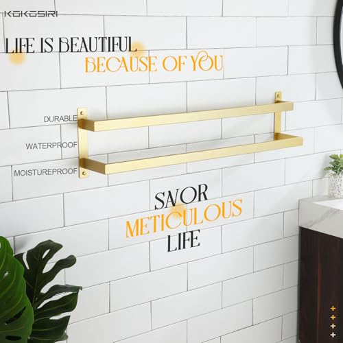 KOKOSIRI Bath Towel Bars Bathroom 2-Tiers Ladder Brushed Gold Towel Rails 32-Inch Towel Holders Wall Mounted Towels Shelves Rack Stainless Steel, B5008BG-L32 - color: Brushed Gold, size: 32-Inch
