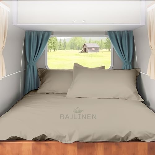 Rajlinen RV Three Quarter RV Camper Sheet Set (48x80) – 100% Egyptian Cotton, Soft & Cooling, 16” Deep Pocket Fitted Sheet, Luxury Hotel Quality Bedding for RVs, Campers & Motorhomes (Beige Solid) - color: Beige Solid, size: RV Three Quarter (48x80)