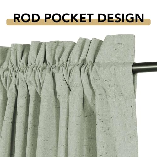 H.VERSAILTEX Linen Look 100% Blackout Curtains 45 Inches Long for Bedroom Full Light Blocking Rod Pocket 42 Inches Wide Linen Textured Thick Window Curtain Drapes with White Backing, Sage, 2 Panels - color: Sage, size: 42"W x 45"L (Pack of 2)