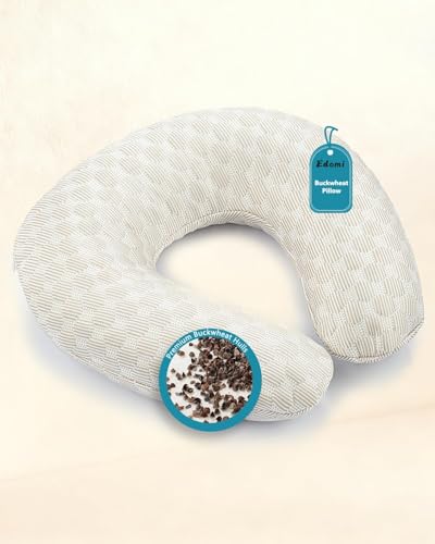 Buckwheat Neck Pillow with Dual-Layer Pillowcase, 12''x12'' Adjustable Firm U Shaped Pillows, Breathable for Cool Sleep, Neck Support Buckwheat Hulls Pillow for Back Sleeper (Khaki) - color: 3d-khaki