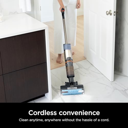 Shark HydroVac MessMaster Wet Dry Vacuum Cleaner, Cordless, 3-in-1 Vacuum Mop All in One & Self-Cleaning System, Lightweight, Powerful Suction, for Hard Floors & Area Rugs, Stone, WD261,Rose Gold - style: Cordless w/ Essential