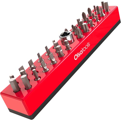 Olsa Tools Hex Bit Organizer with Magnetic Base - Professional Quality Hex Bit Holder for Specialty, Drill or Tamper Bits - Red - Part: 1001 - color: Red, size: Small - 1pc