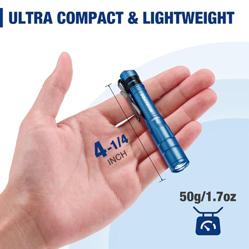 WORKPRO Rechargeable Pen Light, Mini Flashlight, 2 Pack Ultra-Compact EDC Flashlight, Pocket Flashlight with Clip, Memory Function and 2 x USB C Cable Included, Blue - color: Blue