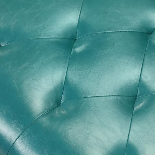 Ottoman with Storage,24" Leater Ottoman Foot Rest with Hinged Lid Small Rectangle Upholstered Tufted Foot Stools Ottomans for Bedroom Living Room Entryway,Teal Blue - color: Teal Blue